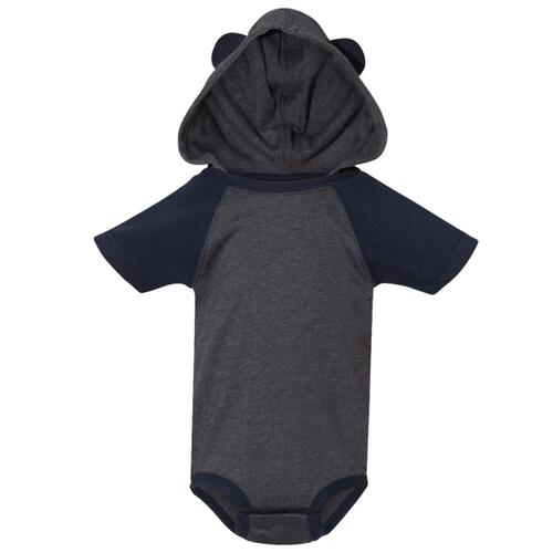 Fine Jersey Infant Short Sleeve Raglan Bodysuit with Hood & Ears Thumbnail